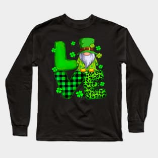 Happy St Patricks Day Love Gnome Shamrock For Men Women Long Sleeve T-Shirt